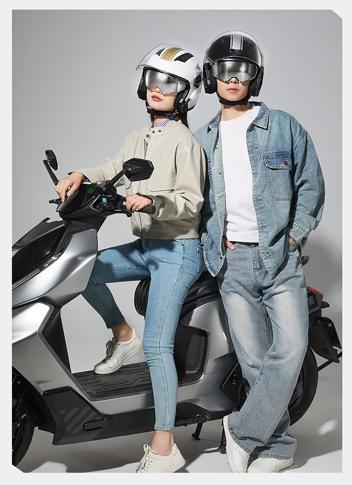 Casco Abierto para Motocicleta con Doble Visera, Homologado ECE 2205, Casco Jet para Scooter, Cruiser Y Ciclomotor, Casco para Motocicleta De Calle para Hombres Y Mujeres Adultos