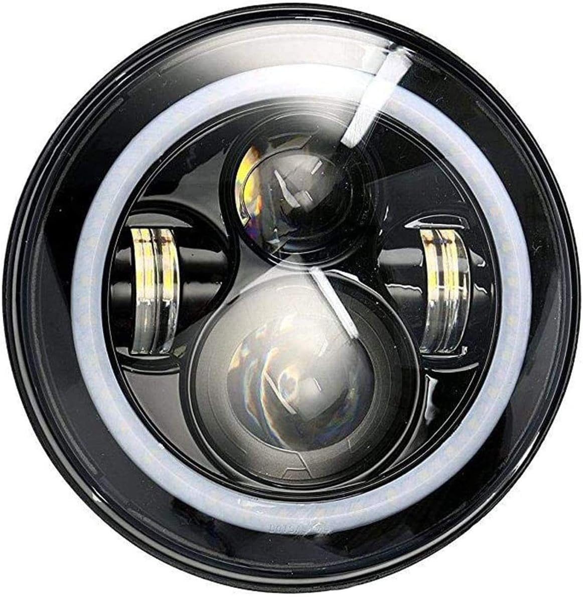 NC 7'' inch LED Headlight,1 pcs Bulbs Headlamps Angel Eye Round Front Headlight Replacement For Harley Motorcycle Jeep Wrangler JK TJ Hummer Land Rove (Black03)