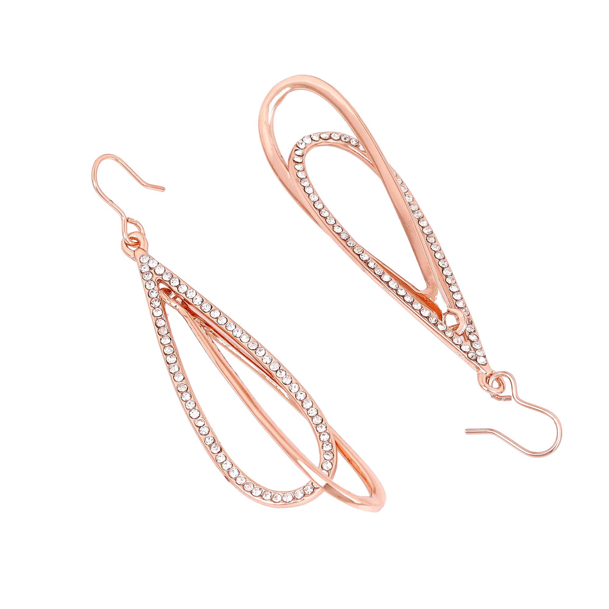 Rose Plated Drop Earrings with Austrian Crystals