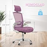 Mimoglad chaise de bureau, chaise de bureau Comfy, chaise d'ordinateur ergonomique haut dos avec support Lombar & Appuie-tête, accoudoirs pour guitare, chaise de travail pivotante (Modern, Lilac)