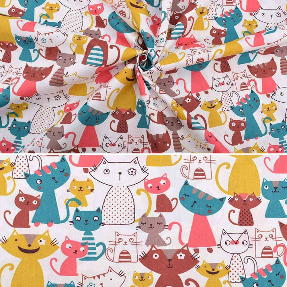 Tela de 8 piezas por lote de tela de retales 100% algodón, 50 cm x 50 cm, tela de algodón precortada para patchwork, costura acolchada, diseño de perro gato