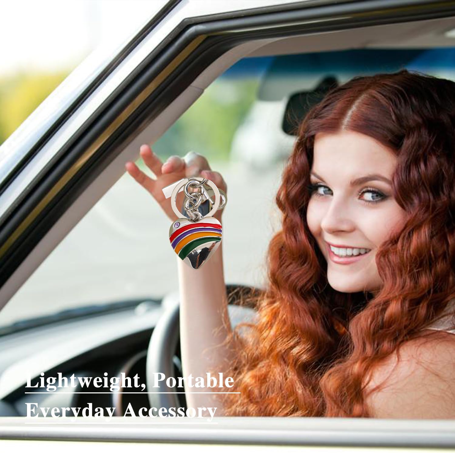 Heart-shaped bag charms - hand-painted rainbow 3D heart-shaped keychain, pendant accessories for women's bags and wallets - Image 5