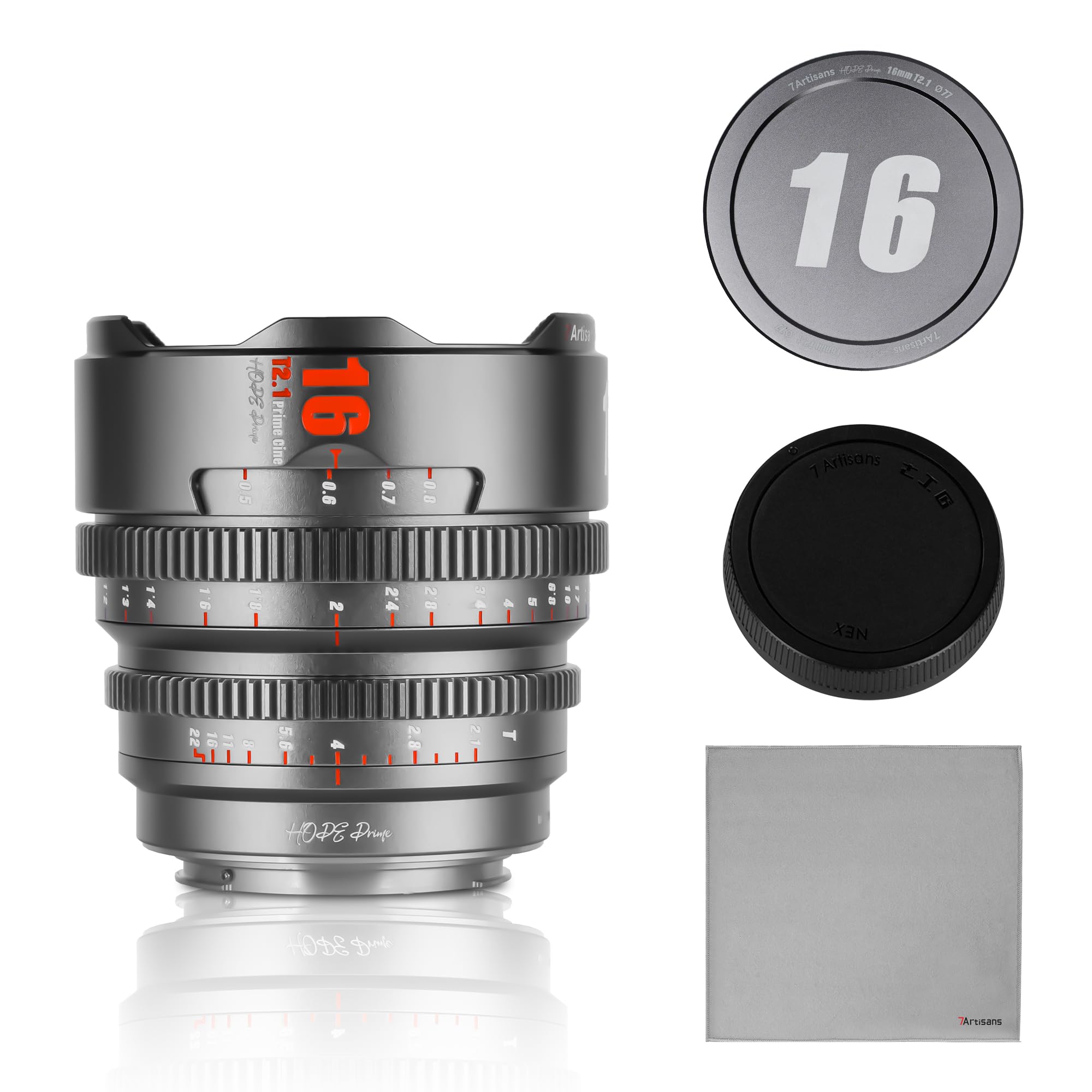 7artisans Objectif cinéma Professionnel 16 mm T2.1 Série Hope S35 Sony E-Mount Gris Titane
