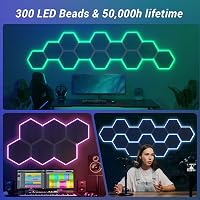 TONOR RGB Akusztikai Panel Szett 12db - 32x28x1,2cm Öntapadós Hangszigetelő Lapok Applikációval Vezérelhető Világítással - Stúdió, Podcast,  6