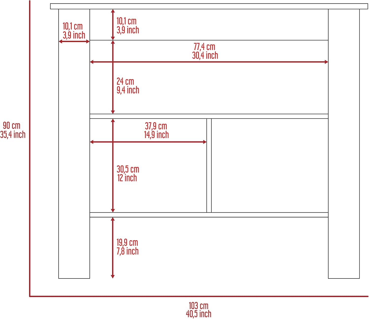 Kitchen Island with Engineered Wood, Three Concealed Shelves, Spacious Top Surface, Modern Industrial Design, Kitchen Storage, Dark Brown, 27.5" D x 40.5" W x 35.4" H