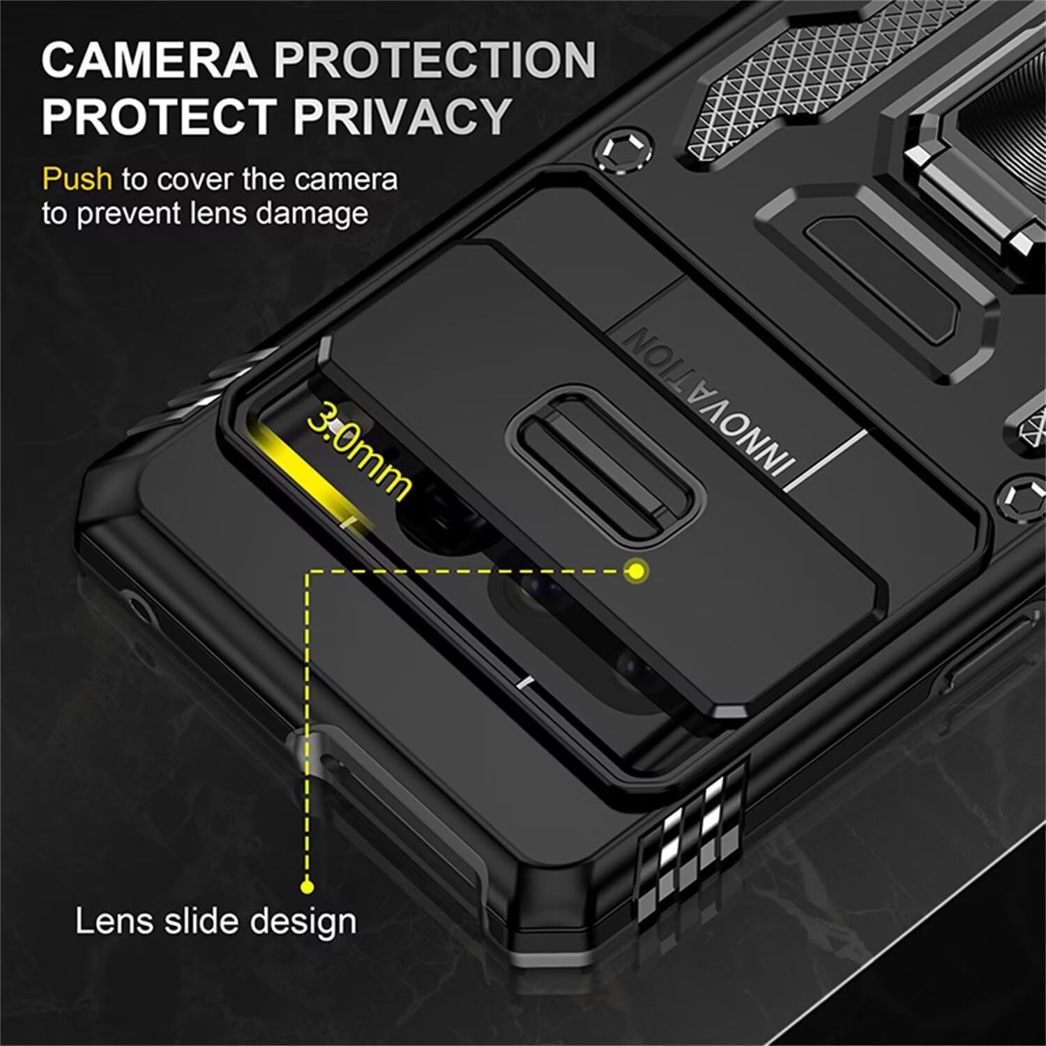 Cover Google Pixel 7 Pro Con Protezione Fotocamera E Anello Supporto - Custodia Antiurto Con Pellicola