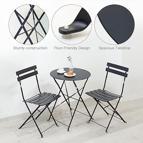 Miniatura 5 de US001 - Juego de muebles plegables para interiores y exteriores, 2 sillas y 1 mesa, resistente a la intemperie para exteriores e interiores, juego