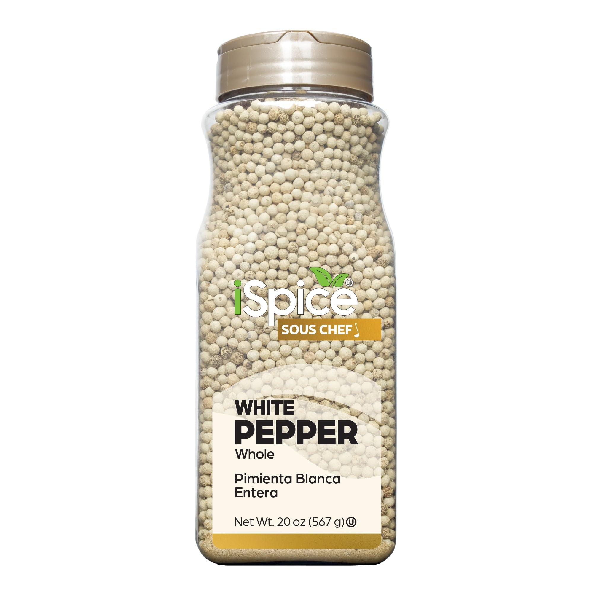 iSpice | White Pepper Whole | 20 oz | Bulk Size | Gourmet Spice | Kosher