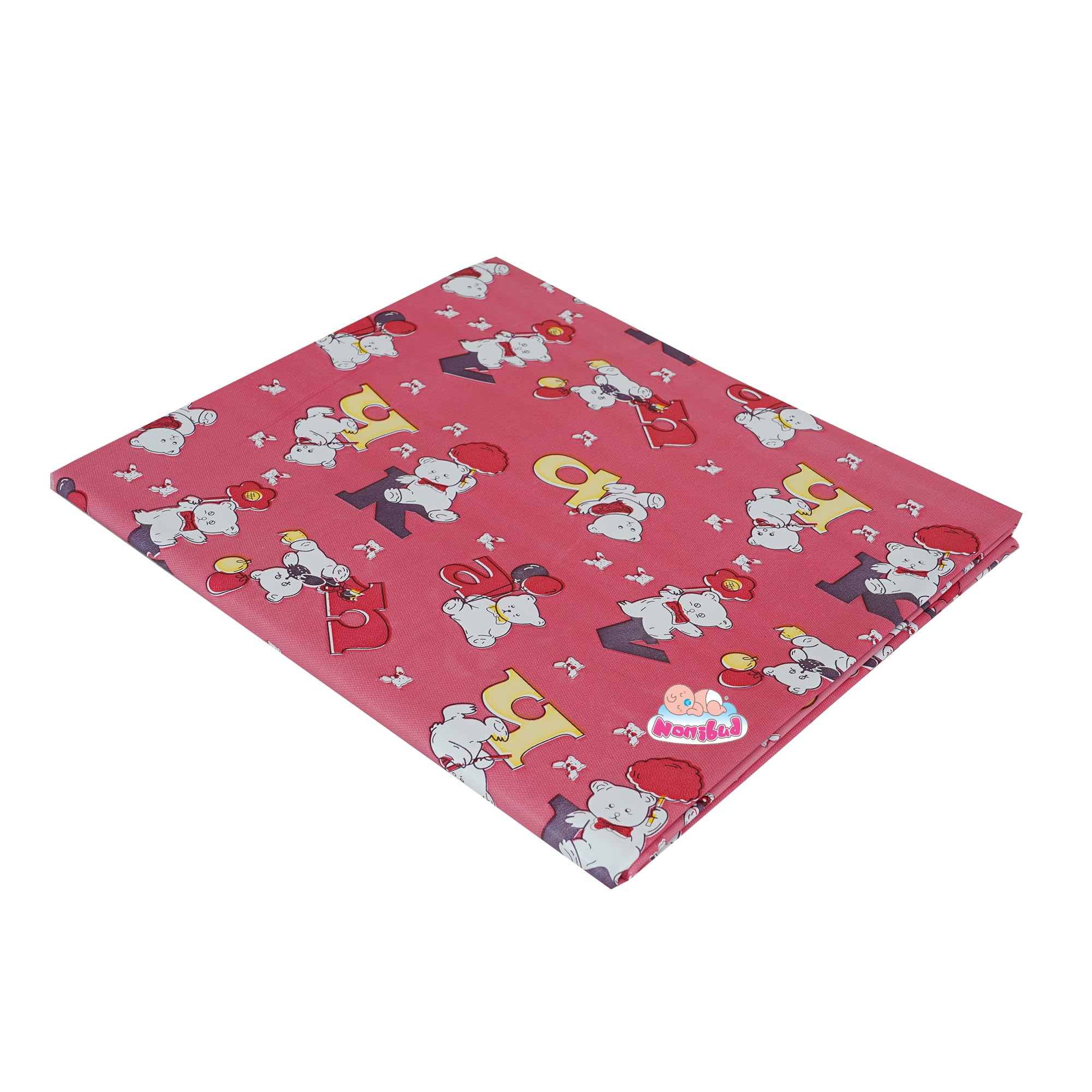 Nonibud Waterproof Plastic Mattress Protection Sheet for Baby and Adult - Double Bed/King Size - 7.5 x 6.5 feet (Pink Alphabet) 4