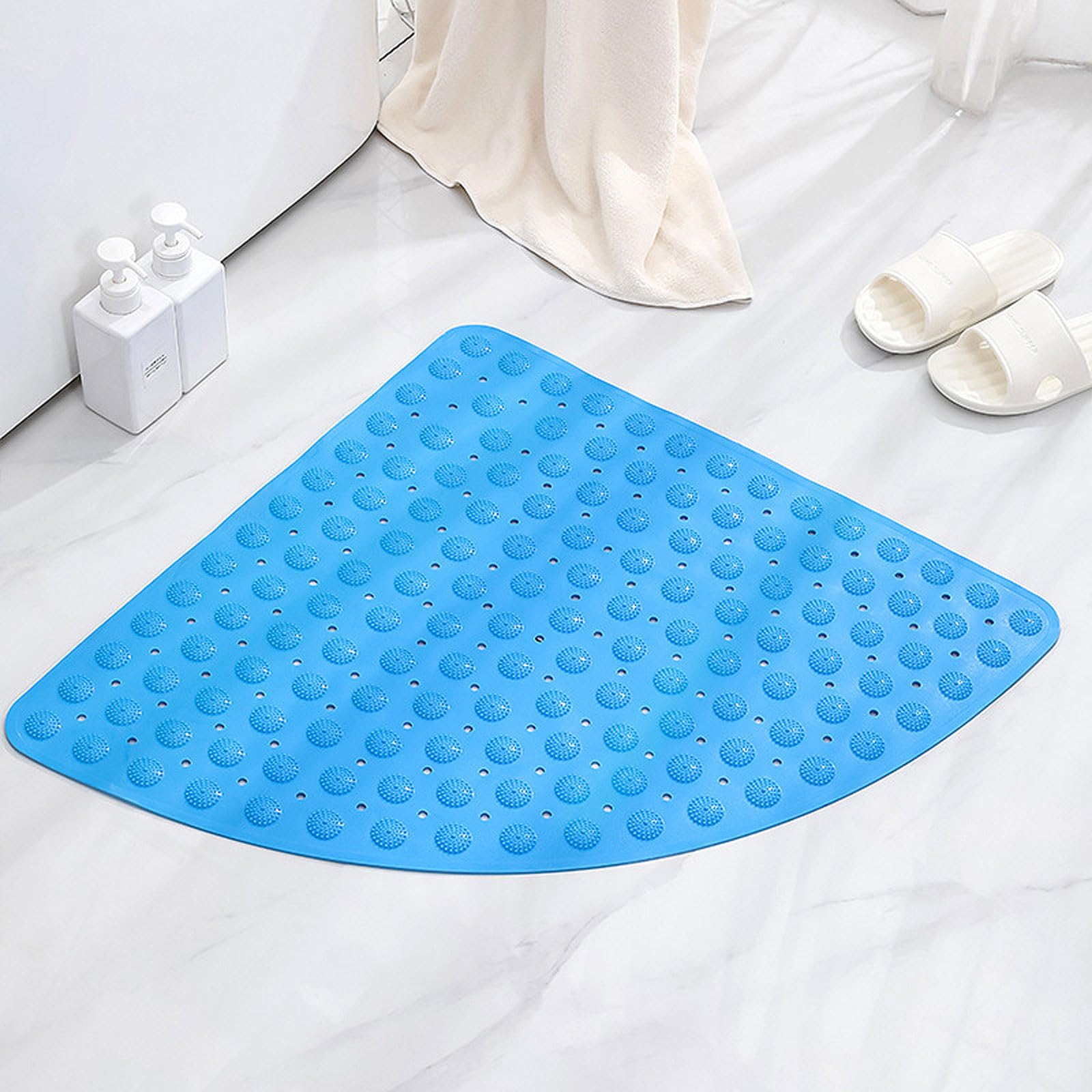 Enigmaire Corner Shower Mat,Quadrant Sector Safety Mats,Shower Mats For Inside Shower,Triangle Shower Mats,Fan-shaped,Massage,Non Slip,Washable,Anti-Bacterial,Anti Mould,For Inside Shower