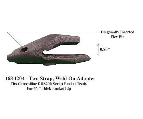 Miniatura 2 de Aftermarket Caterpillar DRS200 Style Retroexcavadora Adaptador de cubo (se adapta a labio de 34 pulgadas), diente largo y pasador. (4)
