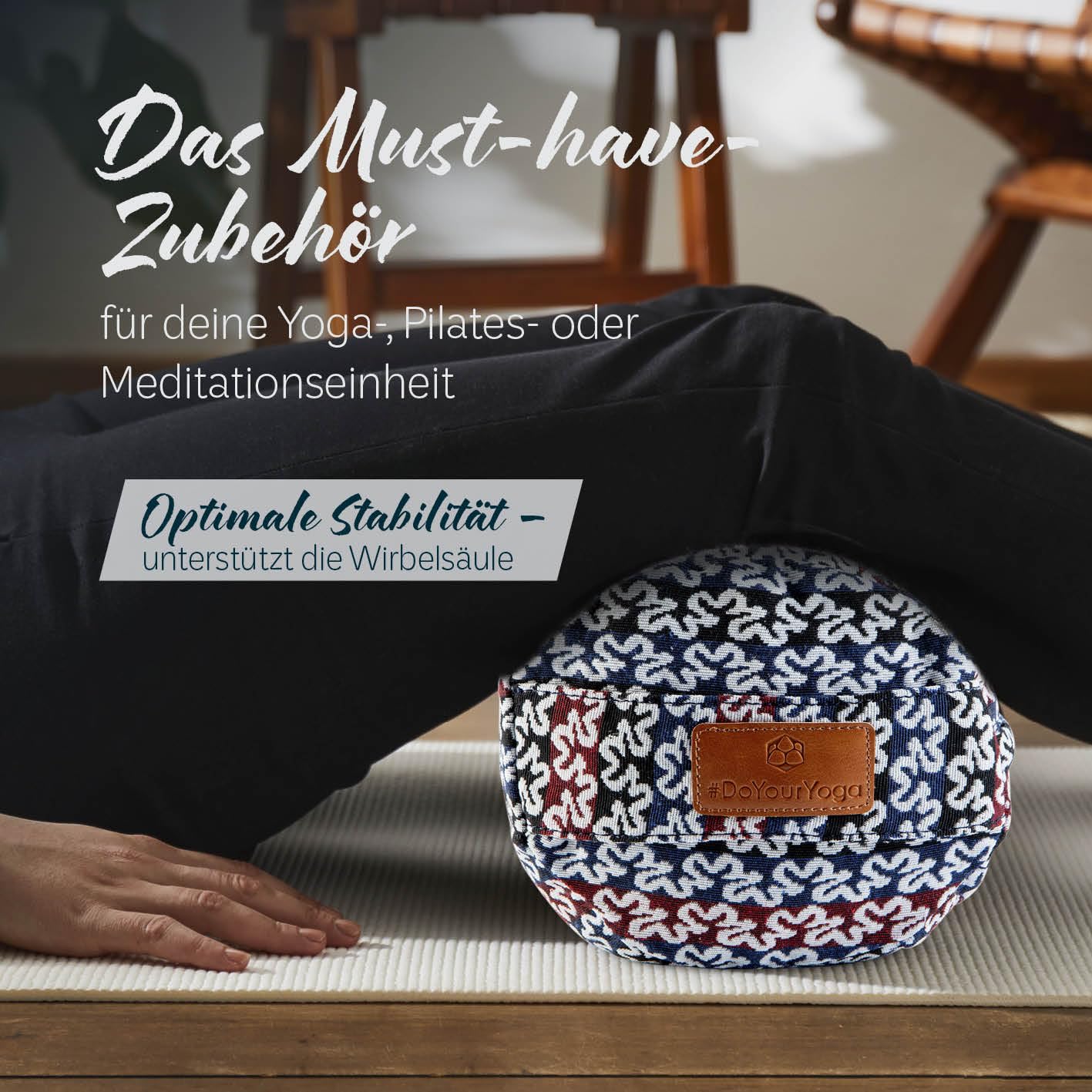 #DoYourYoga Zylinder Yogabolster | 68cm x 22cm | Gefüllt mit Bio-Dinkelspelz oder Bio-Buchweizenschalen (KBA) | Waschbarer Bezug | Yogakissen & Meditationssitz | Zafukissen für Yin Yoga