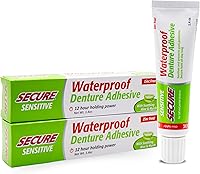 Vista 10 de Secure Sensitive Gums - Adhesivo impermeable para dentaduras postizas con goma de mascar de aloe vera y mirra, extra fuerte durante todo el día
