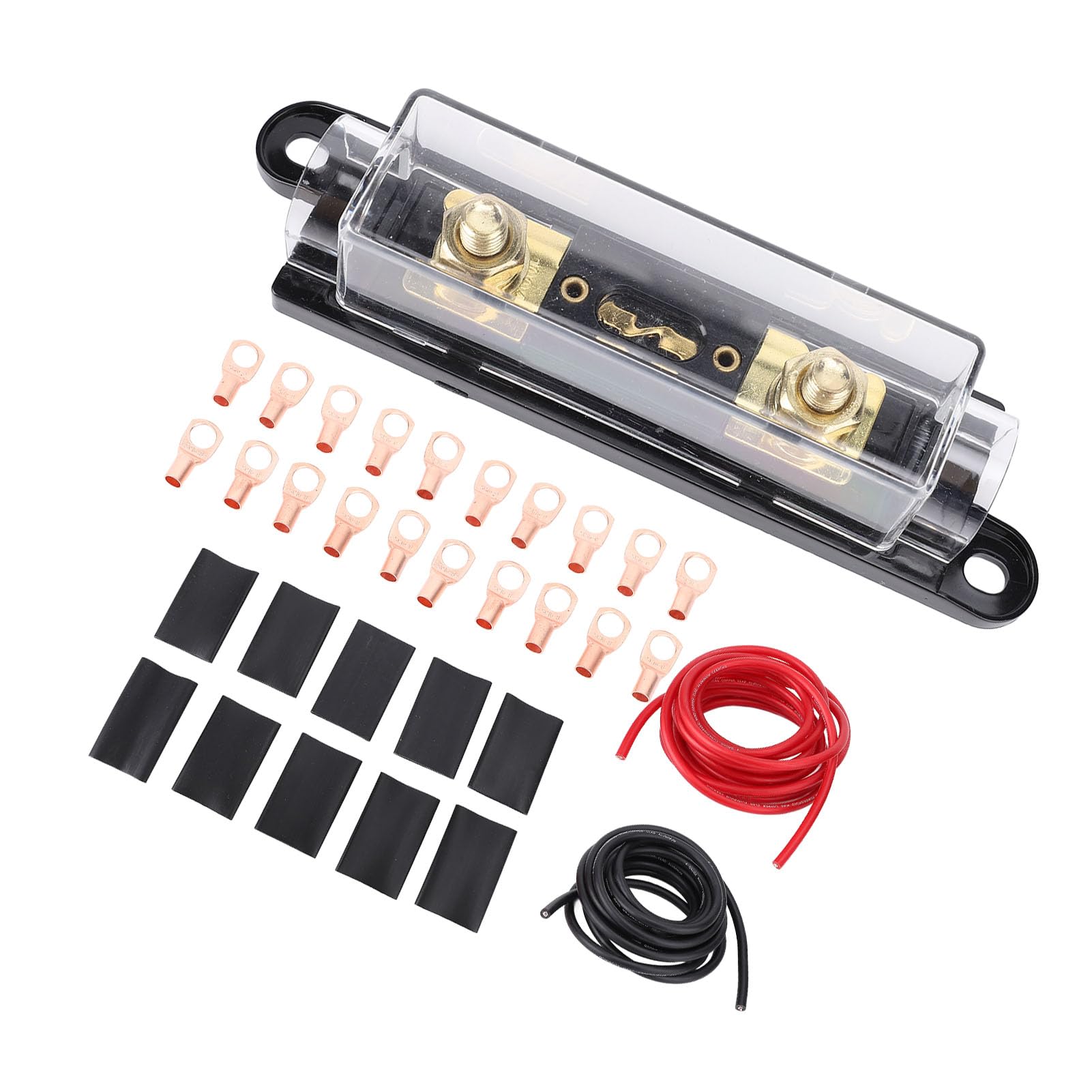 RiToEasysports Kabel Akumulatora 4AWG 20 Stóp Aluminiowy Przewód Zasilający Pokryty miedzią ze skrzynką Bezpieczników 150 A do Samochodów Osobowych Przyczep Kempingowych Oświetlenie Wewnętrzne Wieże