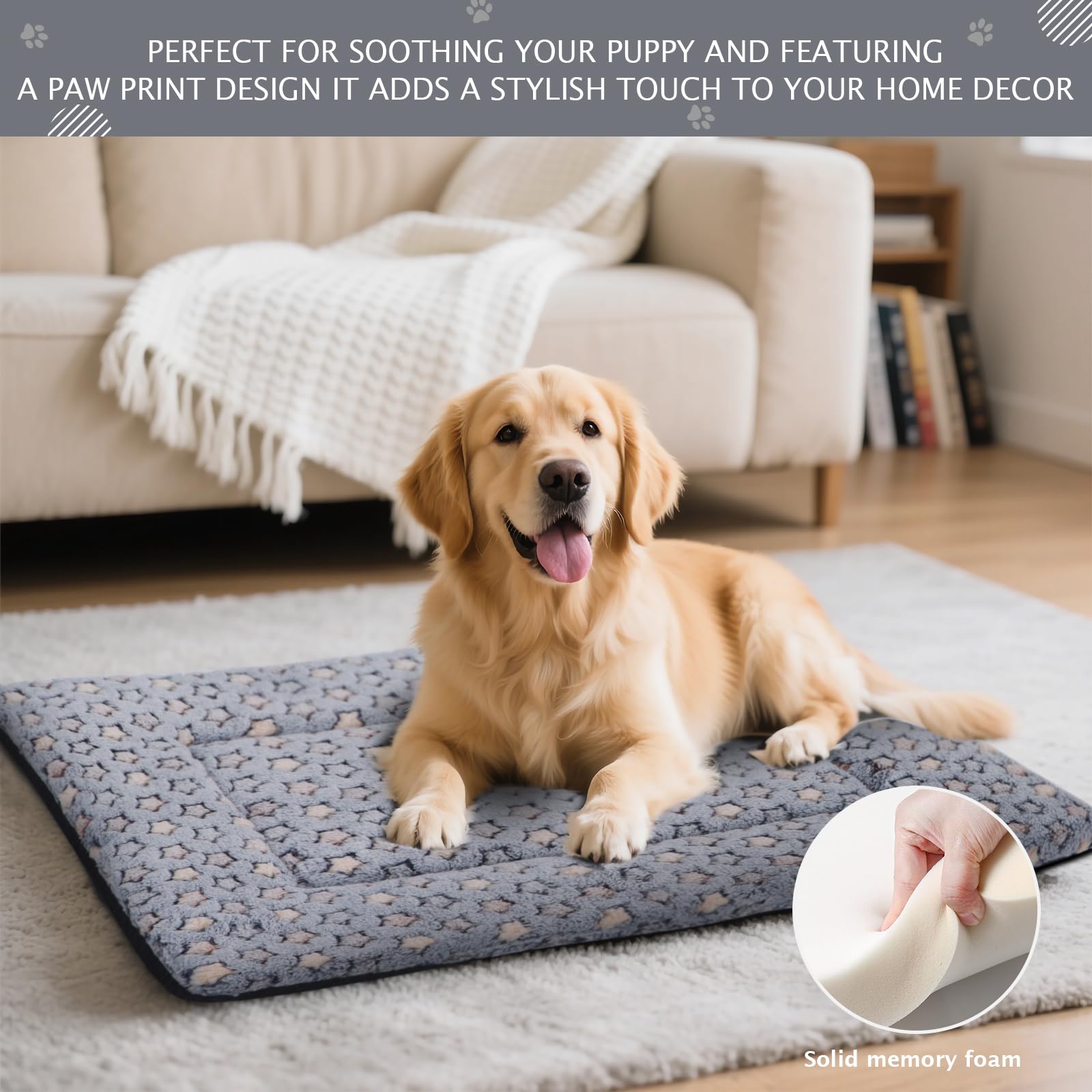 BVAGSS Memory Foam Dog Bed, Washable Crate Pad, Anti-Slip Dog Mat - Image 4