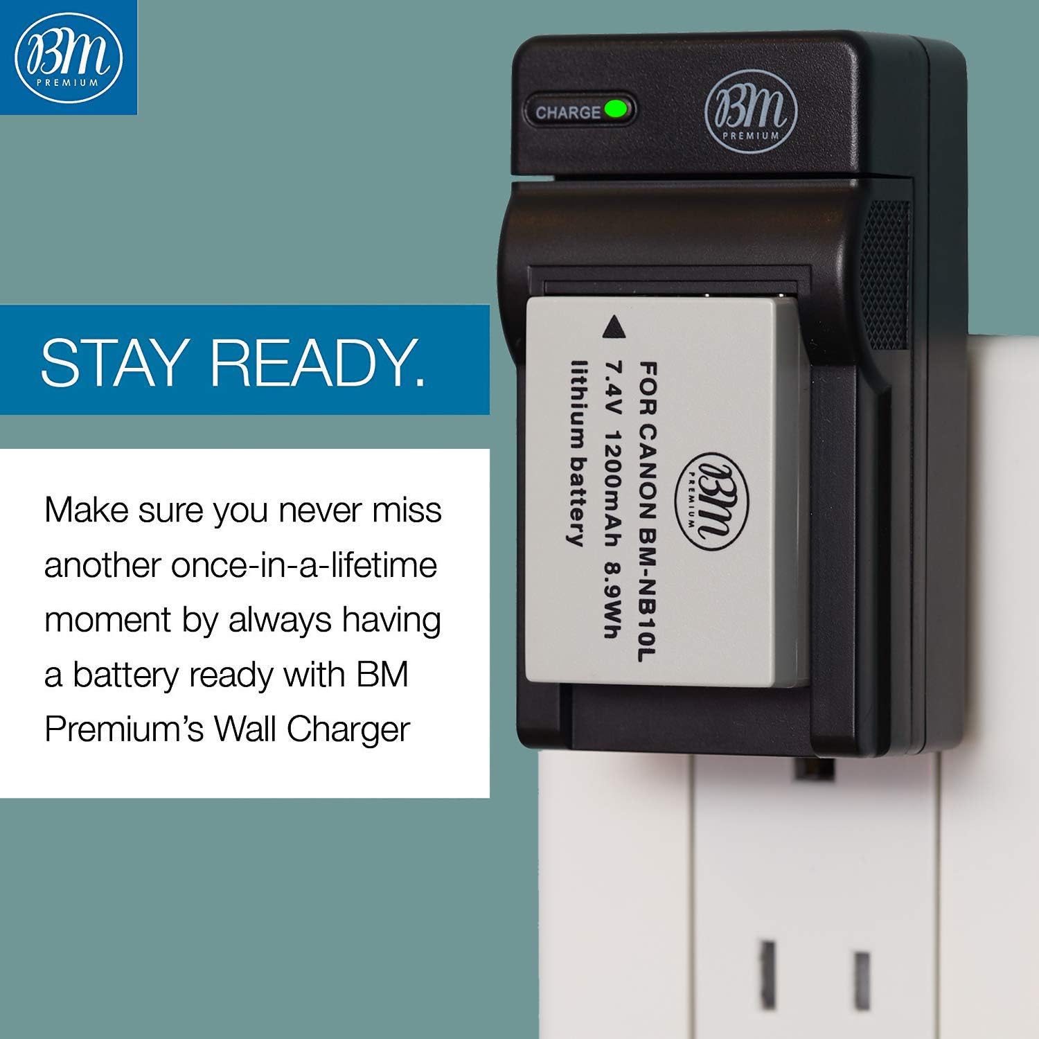 BM Premium 2 Pack باتری و شارژر NB-10L برای دوربین دیجیتال Canon PowerShot G15، G16، G1X، G3X، SX40 HS، SX40HS، SX50 HS، SX60 HS