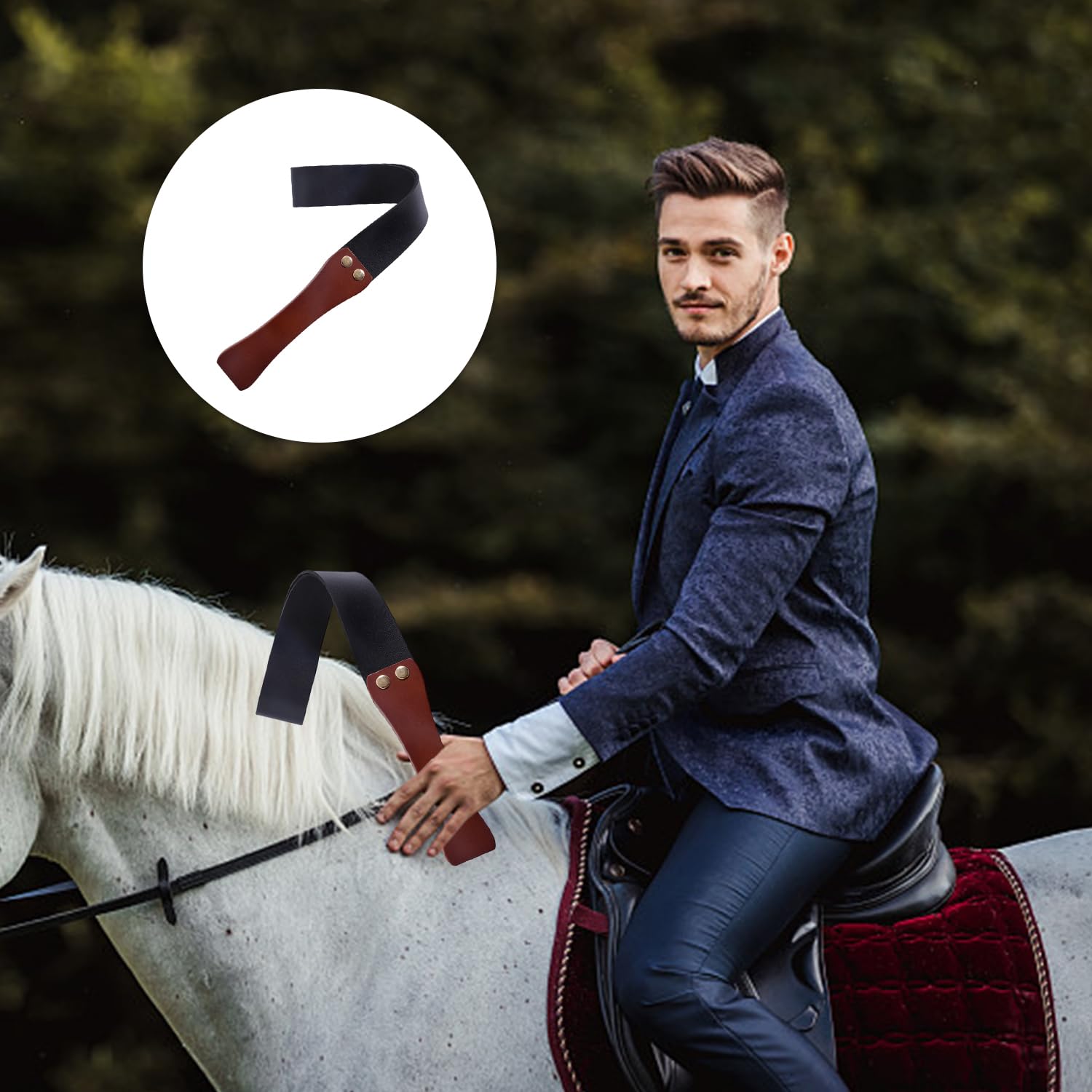 Frusta da Equitazione 1 Pezzo con Manico in Legno, Frusta da Equitazione in Pelle Pu, Strumenti di Impatto, Accessori per L'Equitazione, Accessori per L'Allenamento di Guida