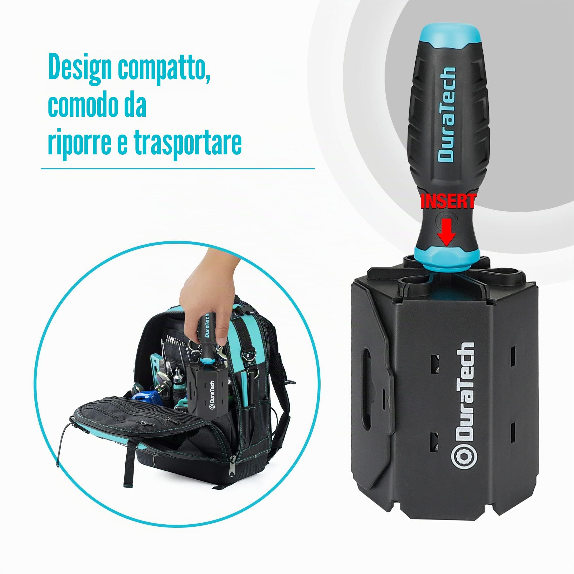 DURATECH Set di Cacciaviti 60 in 1, Set di Cacciaviti Multifunzionali (Piatta, Phillips, Torx, Hex), Design di Stoccaggio, Adatto alla Manutenzione delle Macchine e alle Riparazioni Quotidiane