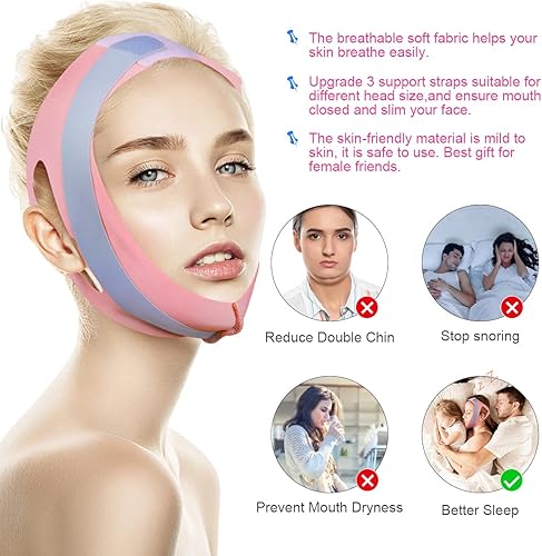 Miniatura 2 de Correa para ronquidos, transpirable y ajustable, correa antironquidos para hombres y mujeres