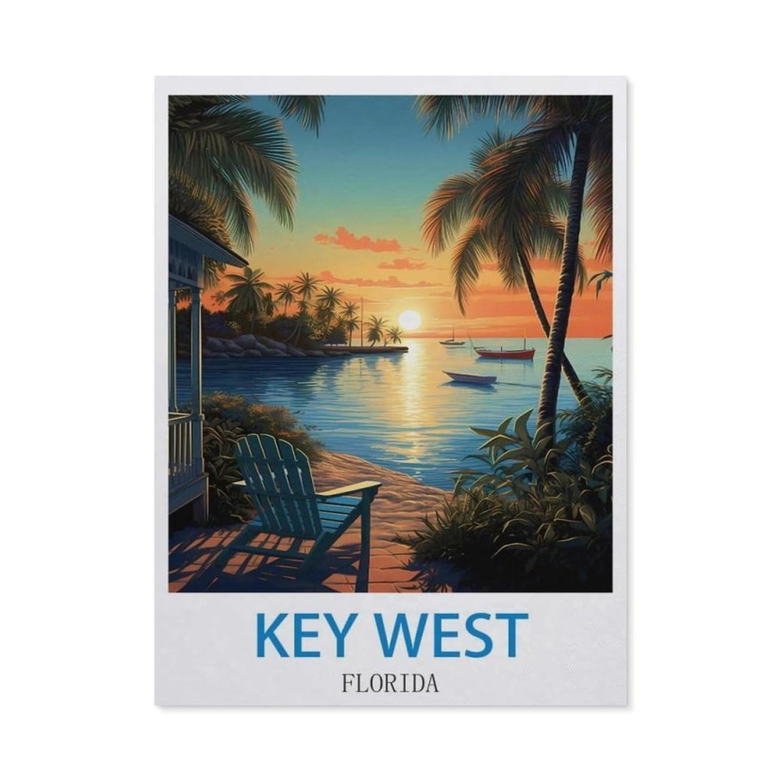 BEAYODKP Key West Florida，Diamond Art Kits for Adults and Kids, Full Drill Round Rhinestone Paint with Diamonds（40 x 50 cm/15.74 x 19.68 inches）-CJ95