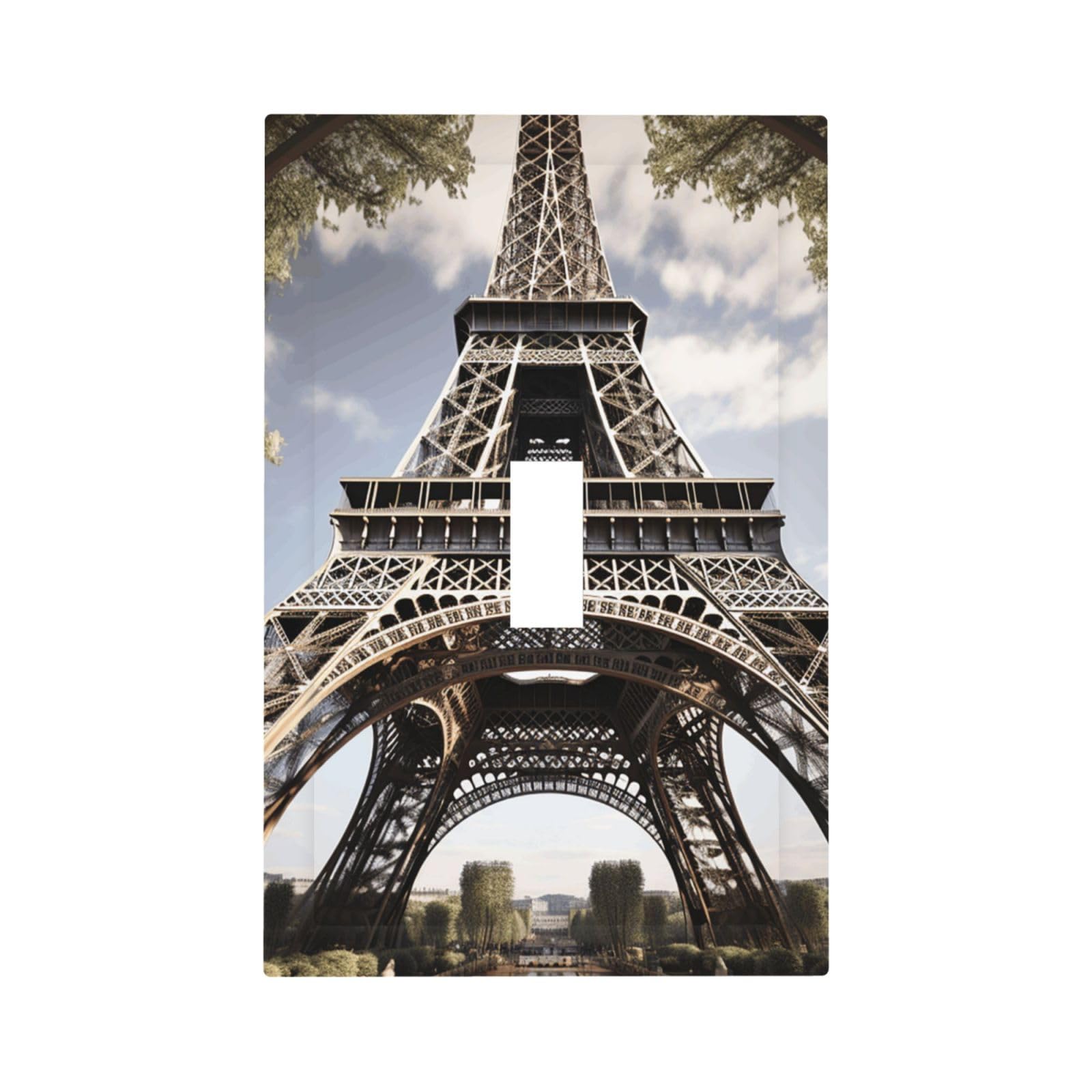 1-Gang Decorator Wall Plate Eiffel Tower French Paris Monument Light Switch Cover Single Gang Receptacle Outlet Wall Plate Mid Size 5" x 3" Wallplate Unbreakable Polycarbonate Outlet Faceplates Covers