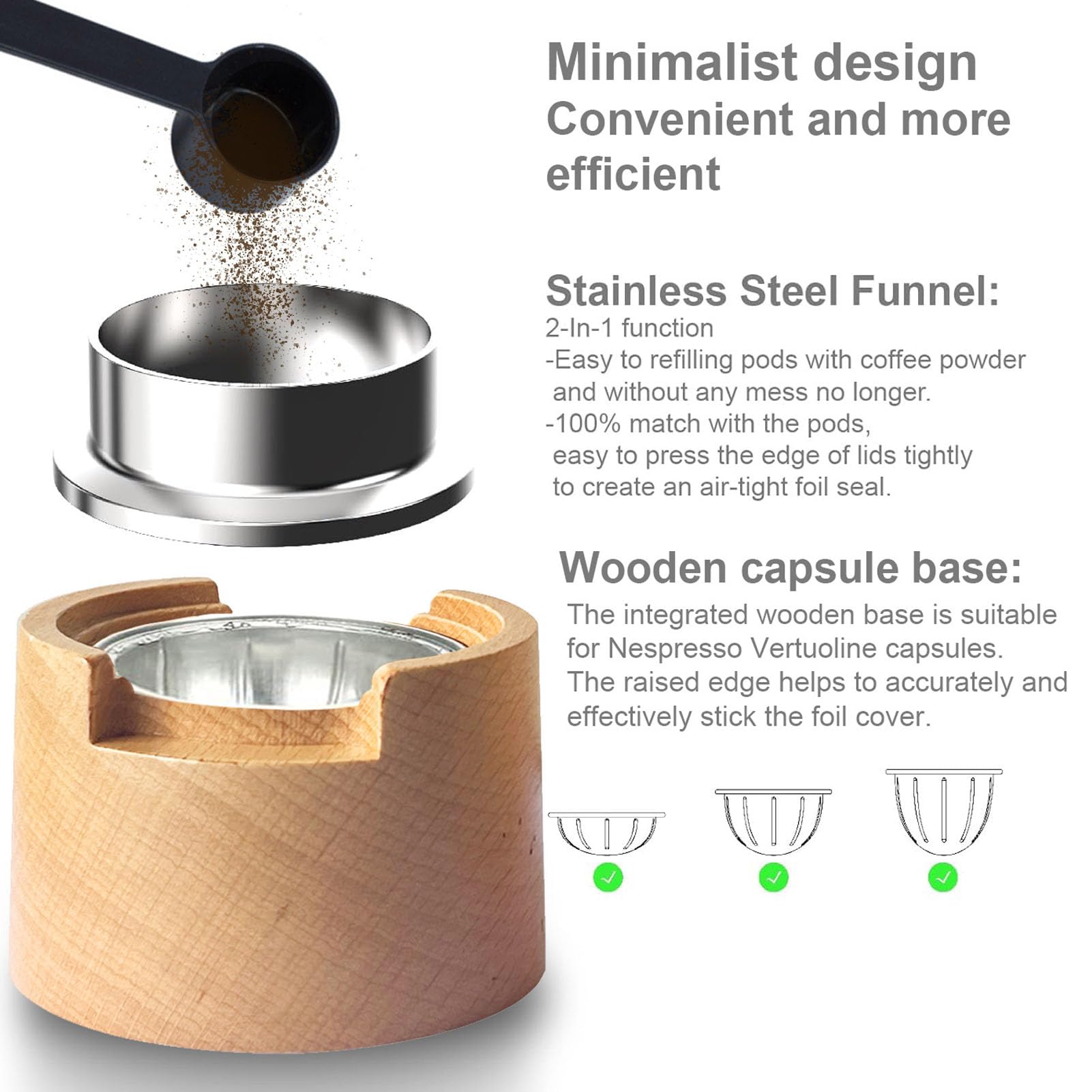 Kit de recarga de cápsula de café kit de cápsula de café reutilizable kit de recarga de café con 50 piezas de aluminio focas de aluminio pincel de cuchara clip