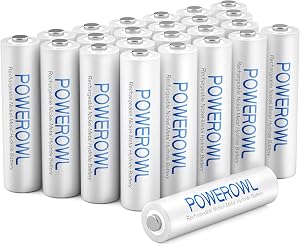 AAA Rechargeable Batteries 24 Pack, POWEROWL High Capacity Rechargeable AAA Batteries 1000mAh 1.2V NiMH Low Self Discharge