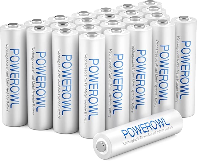 POWEROWL Rechargeable Batteries AAA, AAA Rechargeable Batteries 1000mAh High Capacity 1.2V NiMH Low Self Discharge Rechargeable AAA Battery - 24 Pack