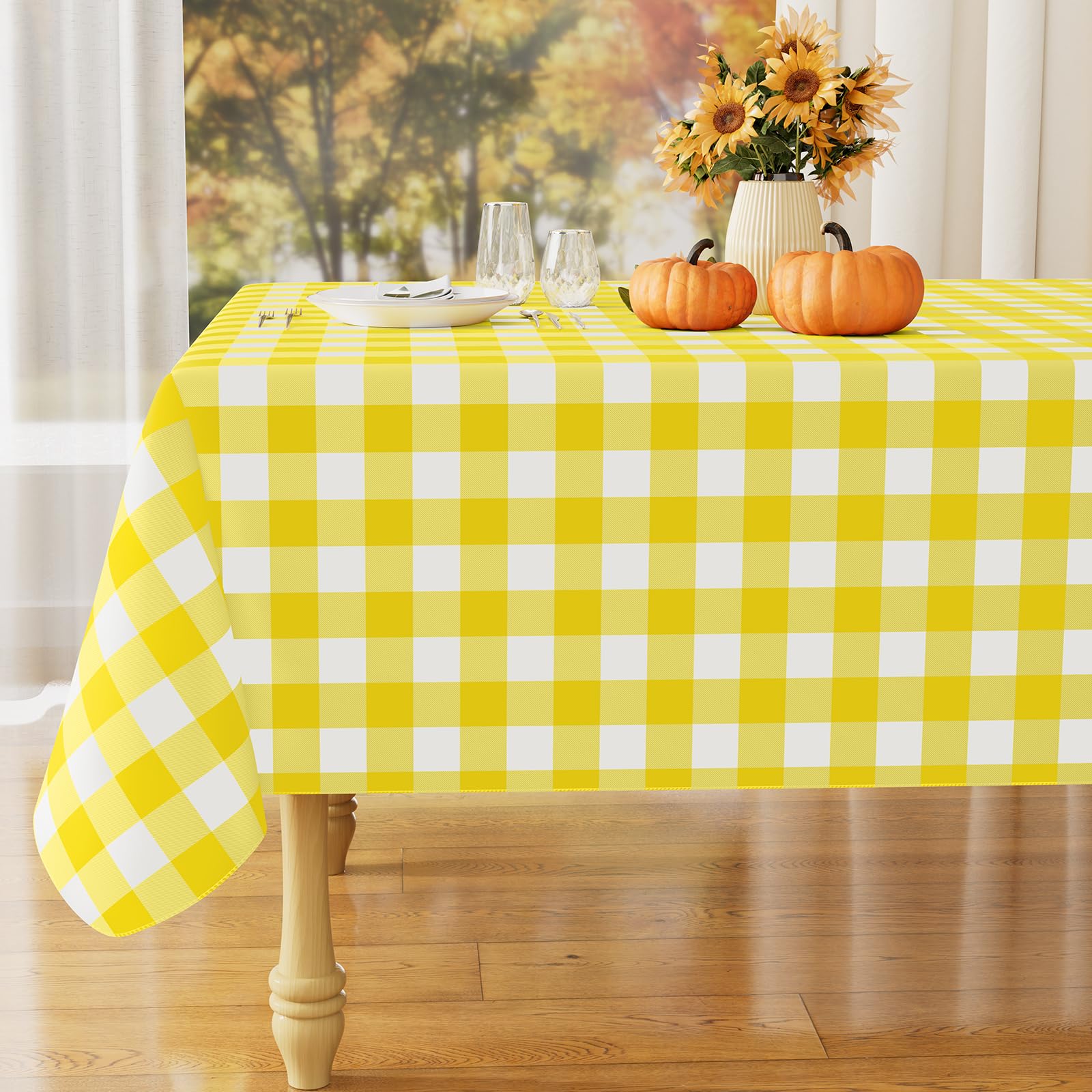 misaya Rectangular Waterproof Vinyl Table Cloth, Flannel Backed Tablecloth