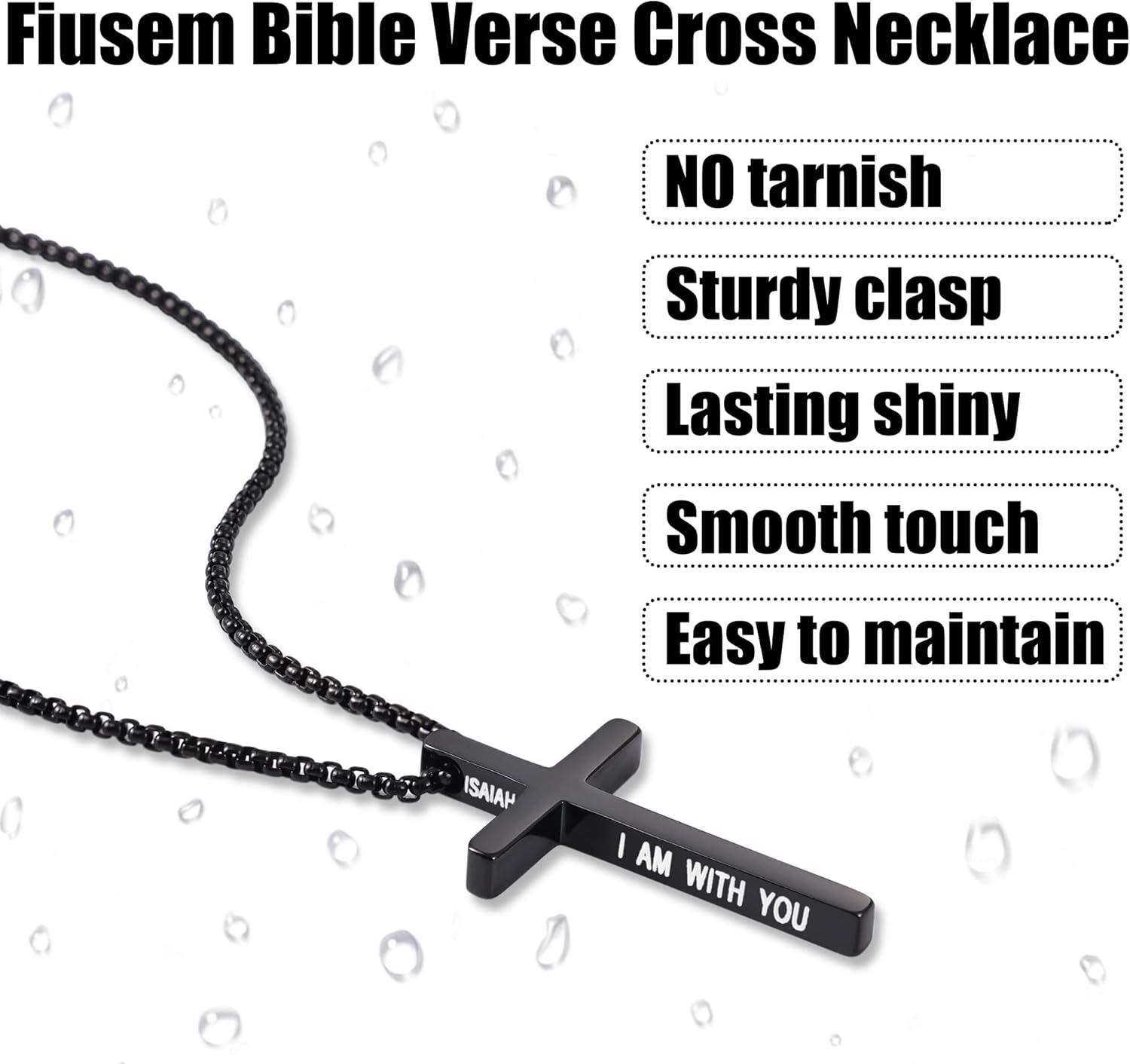 Fiusem Cross Necklace for Men, Inspirational Bible Verse Cross Chain for Men, 316 Stainless Steel Cross Necklace for Men - Image 5