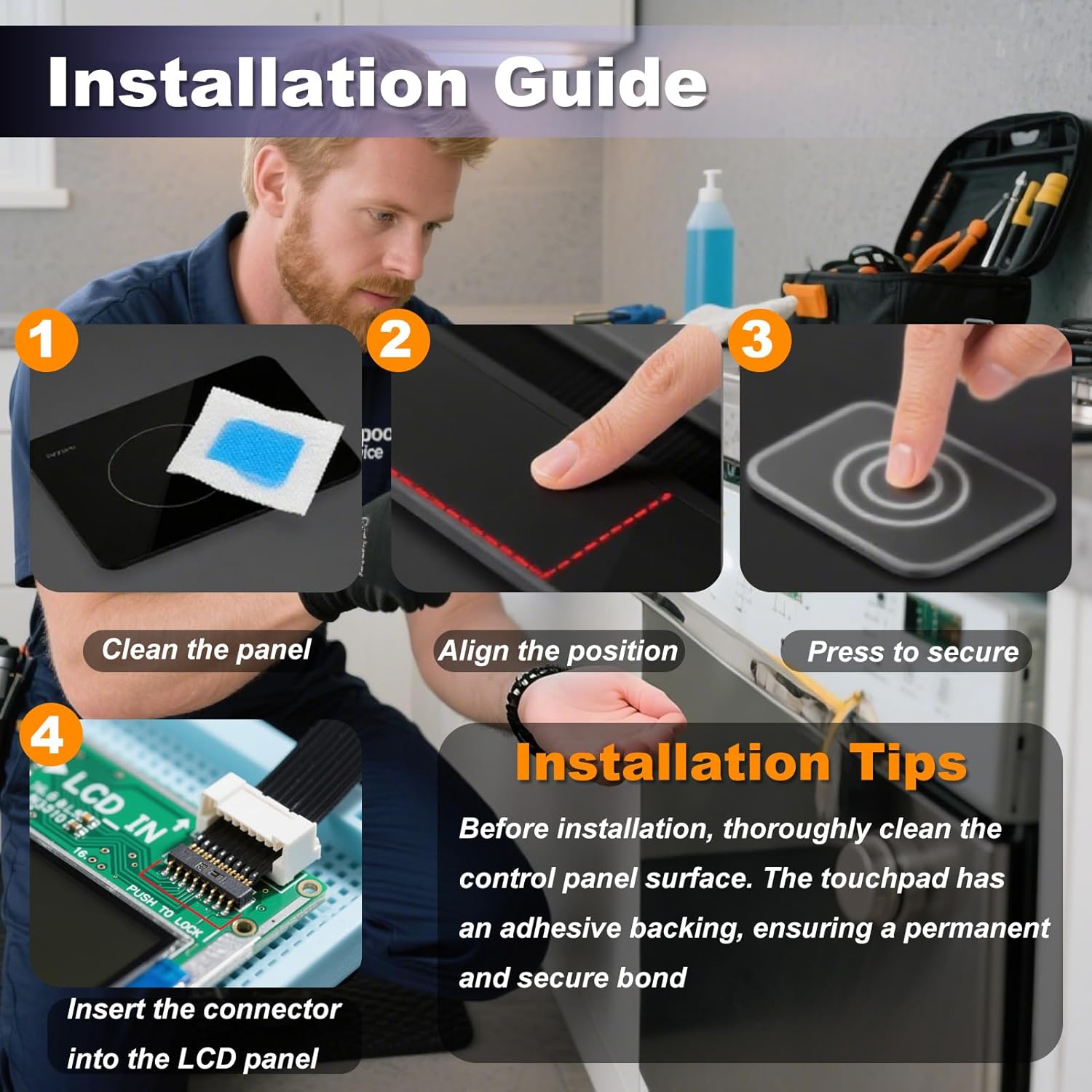 W10207928 Range Membrane Switch Touchpad Compatible with Whirlpool Range Oven - Replacement for WPW10207928, 1547592, AP6017095, PS11750390, EAP11750390
