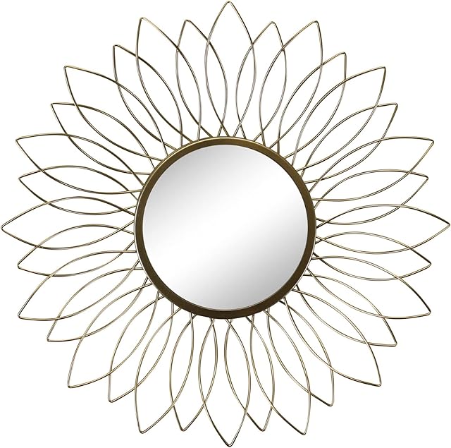 Gold Wire Flower Design Accent Mirror