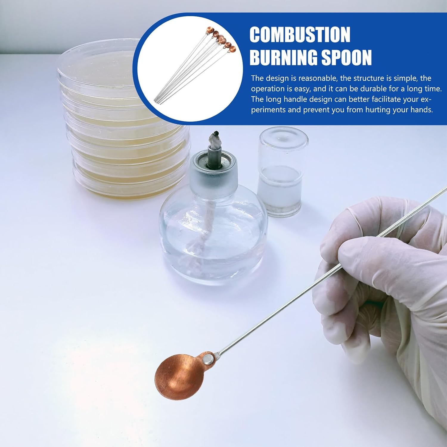 10pcs Copper-Head Laboratory Burning Spoons for Combustion Tests Iron Reaction Tools for Science Labs and Classroom Demonstrations