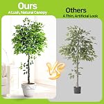 5ft Ficus Artificial Trees Realistic Look Faux Tree Lush Large Leaves Fake Tree Plant Handcrafted Arbre Artificielle Interieur Floor Plant for Indoor Home Living Room Office Garden Porch Decor (5ft)