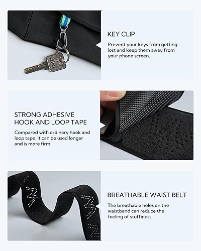 Miniatura 6 de WATERFLY Riñonera para correr con cinturón bolsa de cintura delgada para hombres y mujeres, soporte para teléfono de entrenamiento para ejercicio