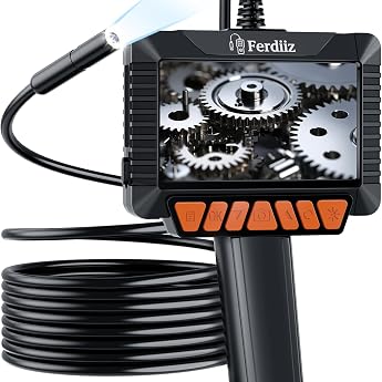 4.3 Inch IPS Endoscope Camera with Light 1080P HD - IP67 Waterproof Inspection Camera & Tube Camera with 8 LEDs 5 m Semi-Rigid Probe for Car Pipes Household No WiFi / App Required