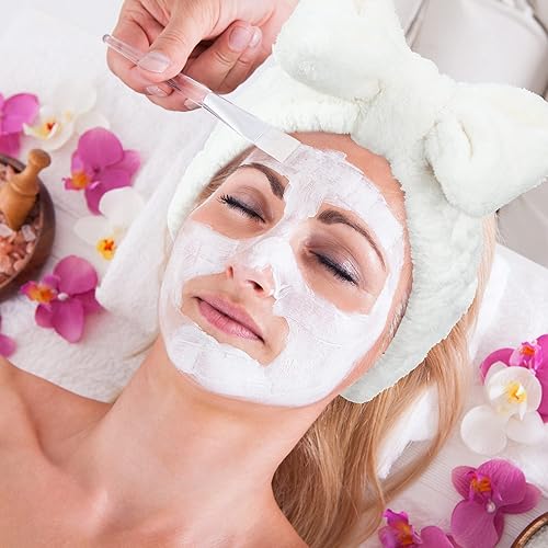 Miniatura 7 de Chuangdi 4 diademas de microfibra para spa y muñequeras para lavar la cara, puños de toalla, diademas para el cabello, puños para lavado de cara