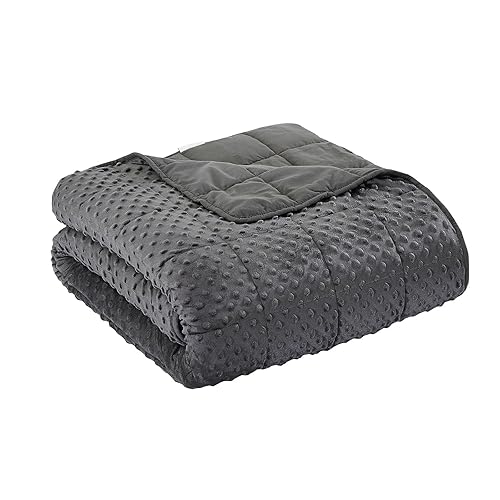 WAIBIO Weighted Blanket for Adults, Comfortable and Soft Throw Weighted Blanket with Premium Glass Beads for All Season 15 lbs 60"x80", Dark Grey