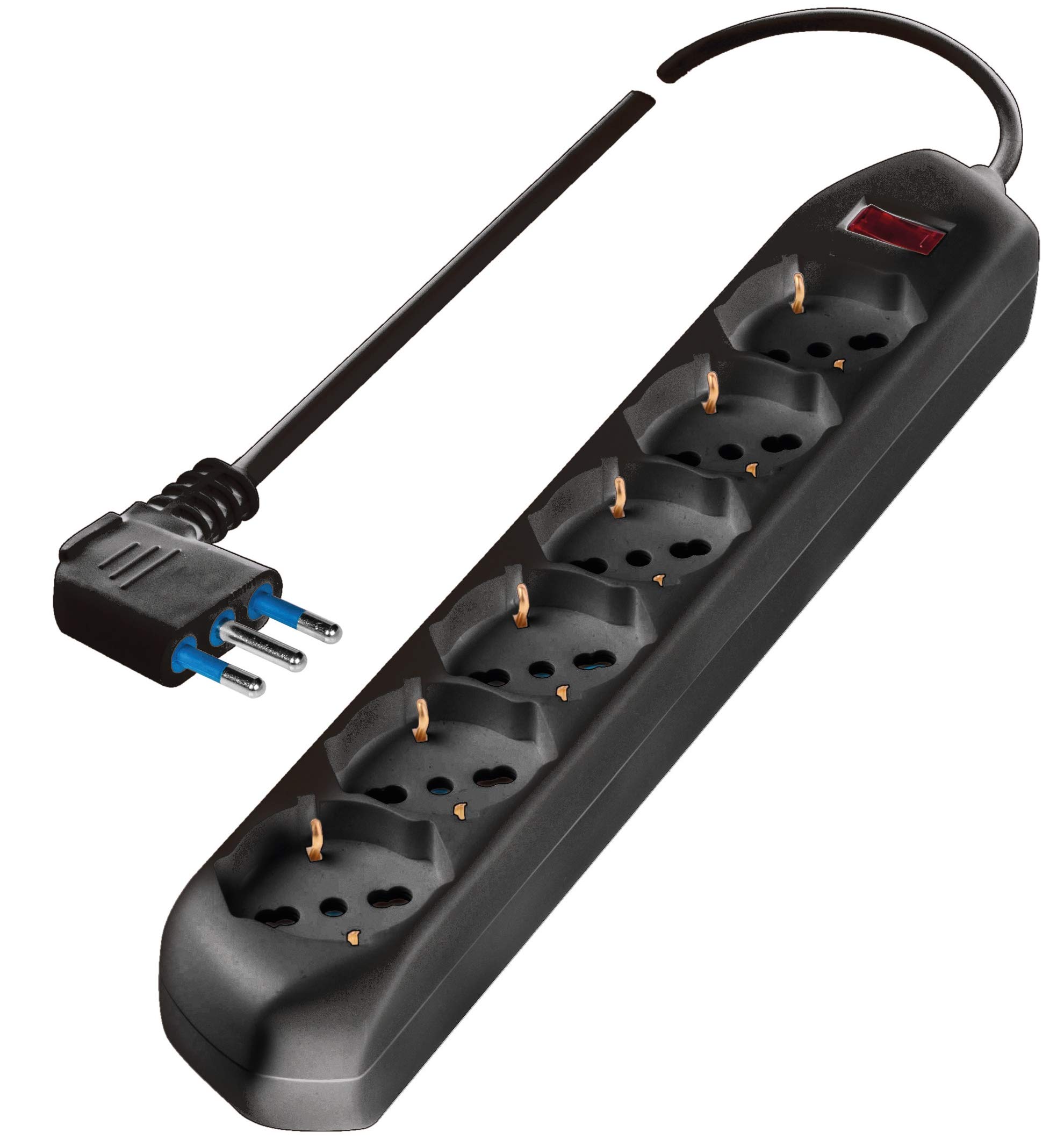 MULTIPLA MULTISIZE 6 PRESE PLURISTANDARD SPINA 10A NERA