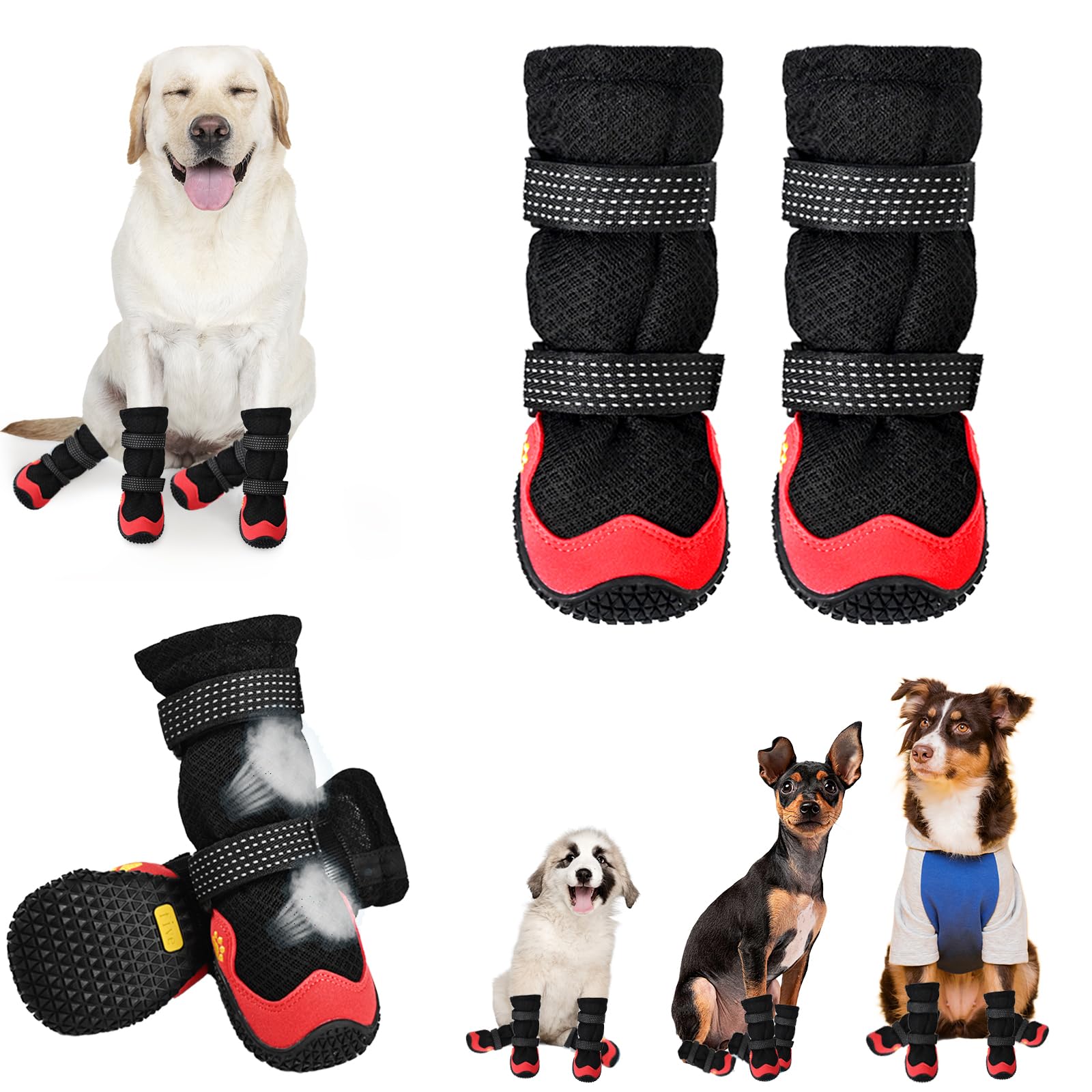 Chaussures pour chiens de taille moyenne et grande - Chaussures respirantes pour trottoir chaud, bottes pour chien et protections de pattes pour éviter le léchage - Bottes antidérapantes avec