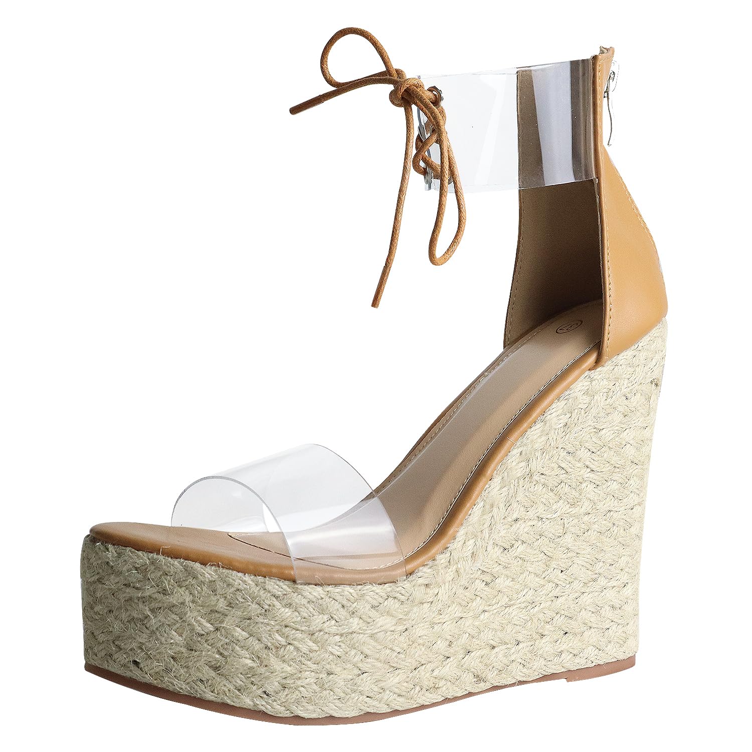 Getmorebeautywomen Clear Wedge Sandals Weave Strappy Summer Heel