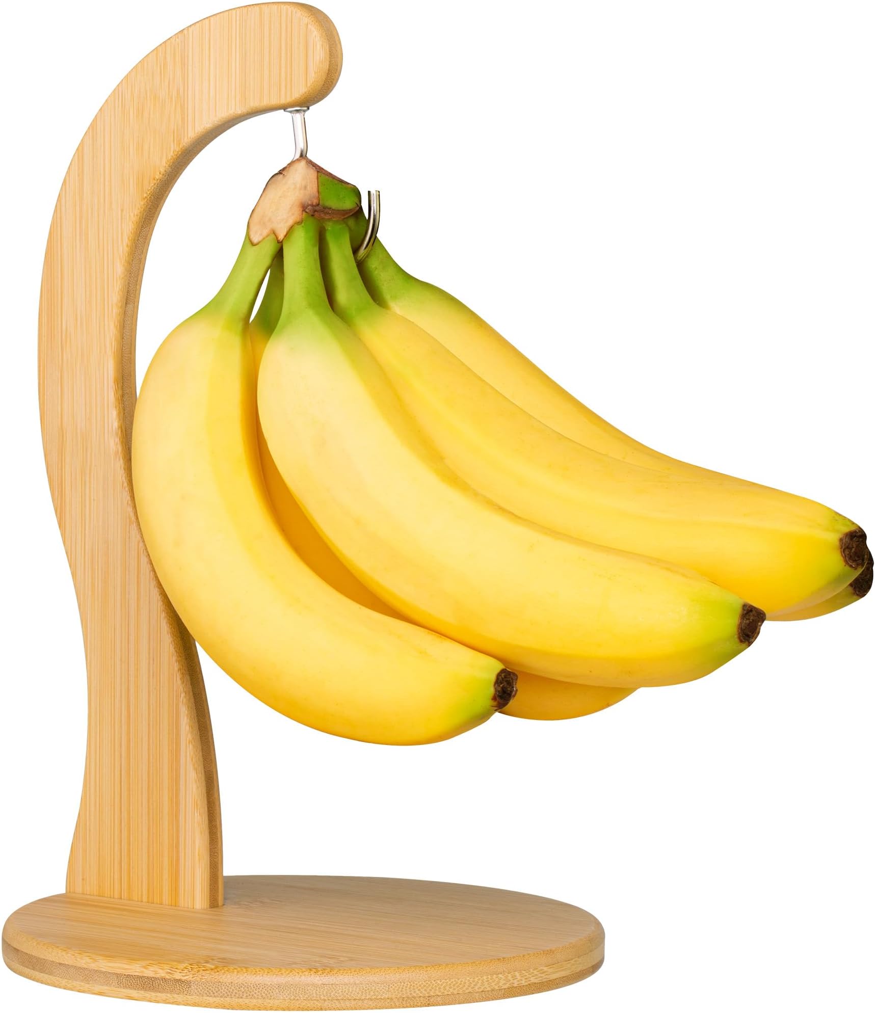 Banana Holder w/Hanging Hook, Rustic Wooden Grape Stand for Kitchen Countertop, Bamboo Banana Hanger To Keep Bananas & Fruits Fresh