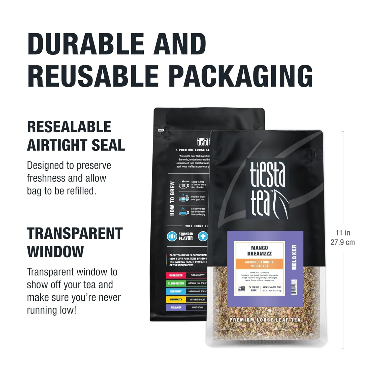 Tiesta Tea - Mango Dreamzzz Chamomile Loose Leaf Herbal Tea, Relaxing Chamomile & Lemongrass Blend, Caffeine-Free, Brew Hot or Iced, Makes Up to 200 Cups, Resealable Bulk Pouch, 12 Ounce