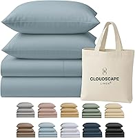 Vista 21 de Cloud Scape Linen - Juego de sábanas de 100% algodón egipcio, tamaño individual, juego de ropa de cama de lujo de 3 piezas, 400 hilos, calidad