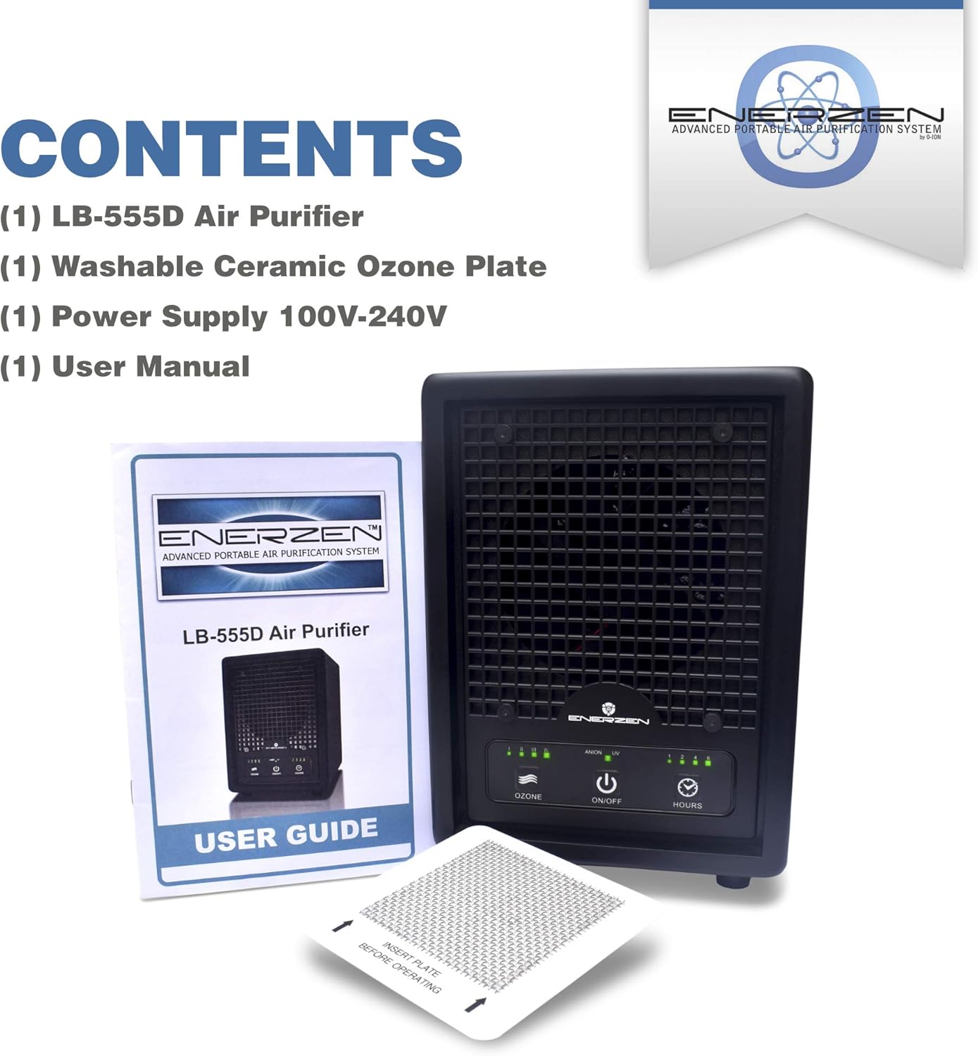 Enerzen by OION Technologies LB-555 Commercial 6-in-1 HEPA Air Purifier 4000 Sq. Ft. Ozone Ionizer Cleaner Clean Air
