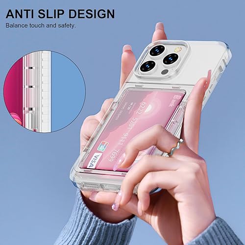 Miniatura 5 de Funda para iPhone 15 Pro Max con soporte para tarjeta de crédito, ranura para tarjeta de identificación, a prueba de golpes, funda rígida de TPU