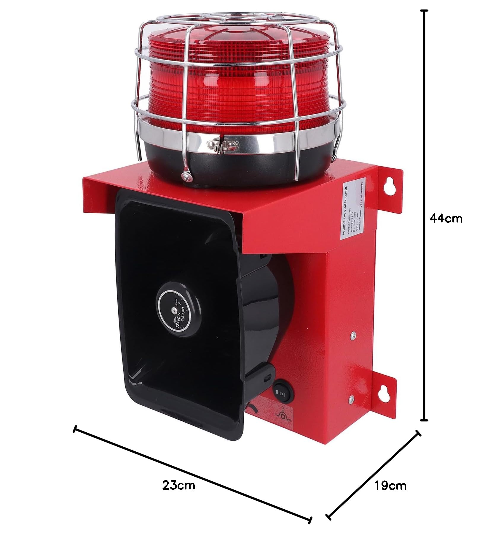 Industrie-Alarmsirene, 120 DB, 100 W, Horn, Stroboskop, Lautes Blinken, Alarmsirene, Wasserdicht, Außensirene, Sicherheitsalarmhorn, Innenwarnsirene für die Ha