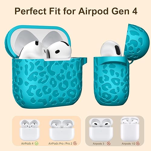 Vista 217 de Funda para Airpods de 2ª y 1ª, silicona suave, leopardo, compatible con Apple AirPods de 2ª/1ª generación de carga con llavero, a prueba de golpes