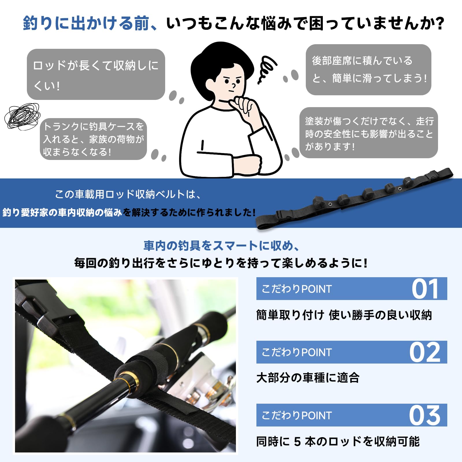 Amazon.co.jp: Mavanda 車載用ロッドキャリー ホルダー 7本 収納 