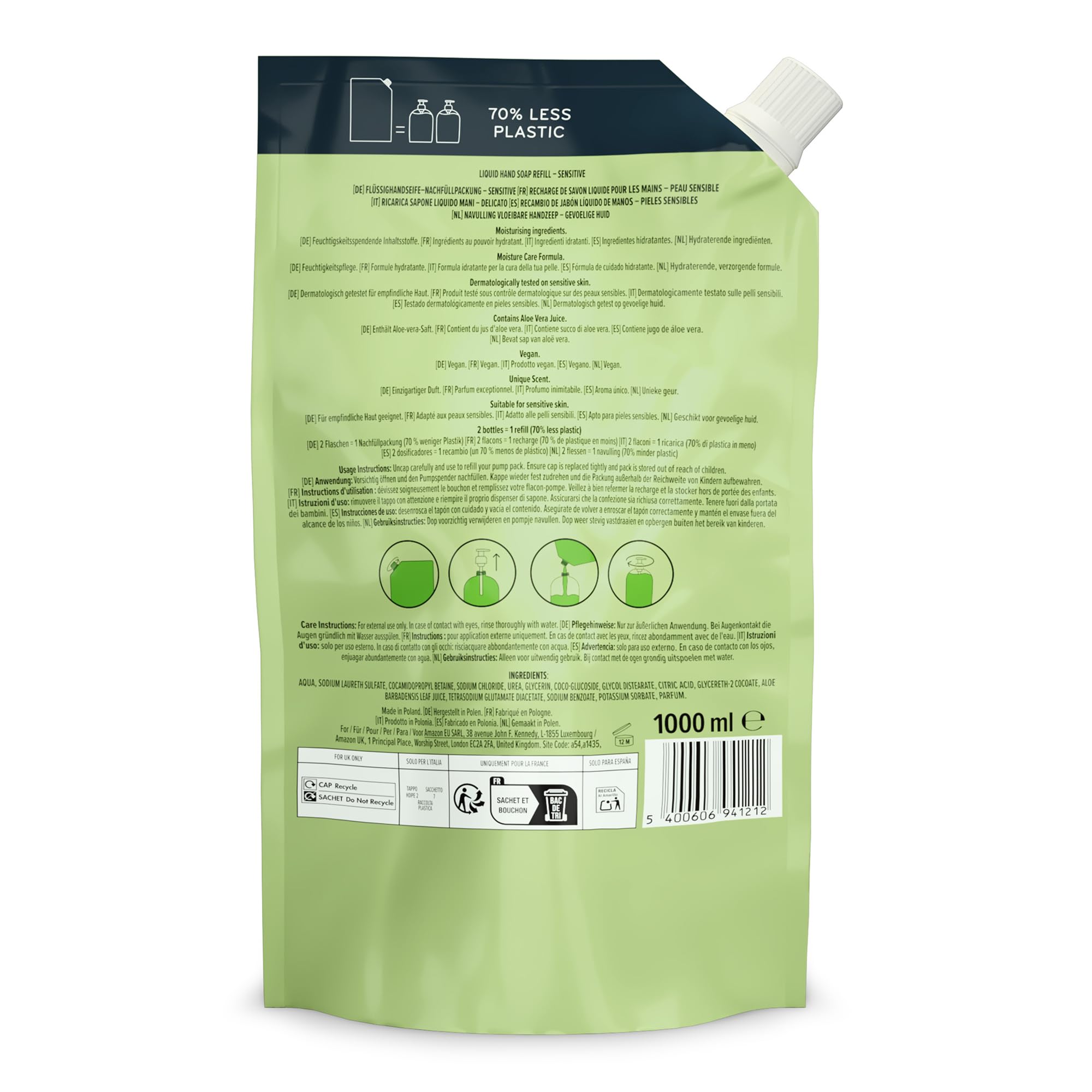 by Amazon Recharge de Savon pour les mains, Aloe Vera, 2 x 1000ml
